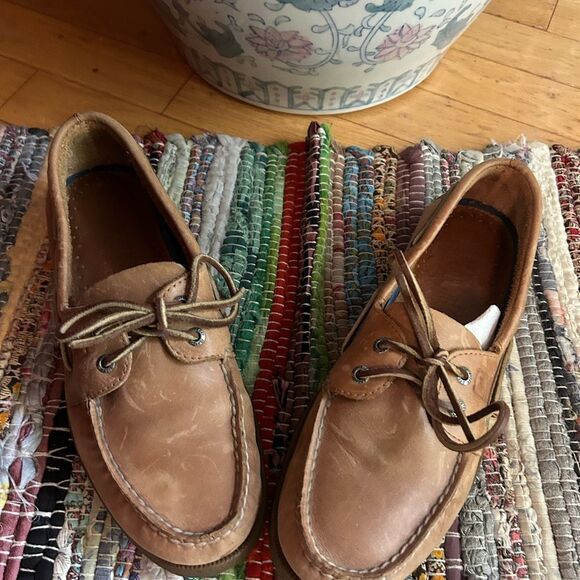 Sperry Top Sider Men's Tan Leather Boat Shoes 9M - Picture 14 of 16
